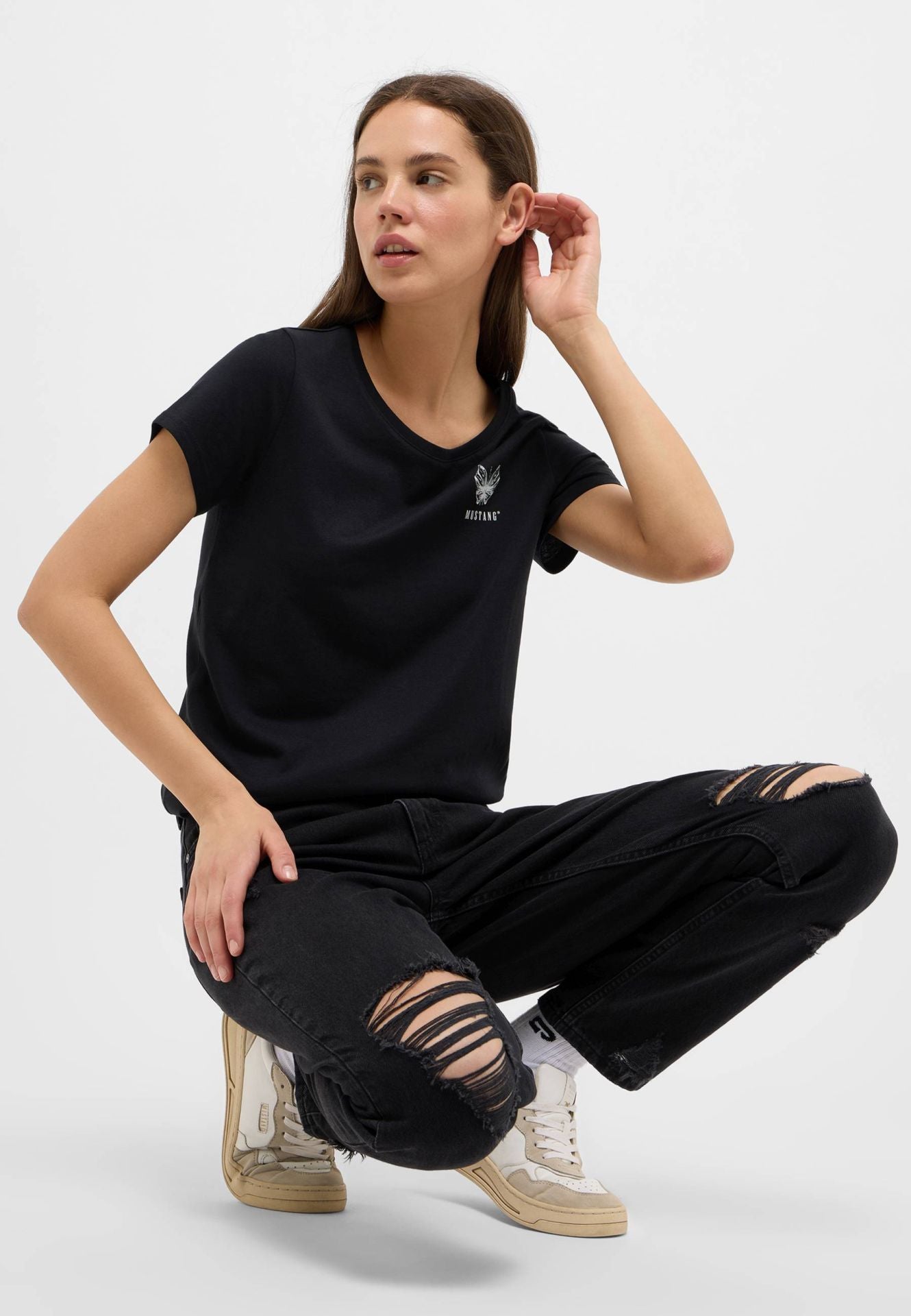 Damski T-Shirt Mustang Style Alma Jet Black 1015459 4188