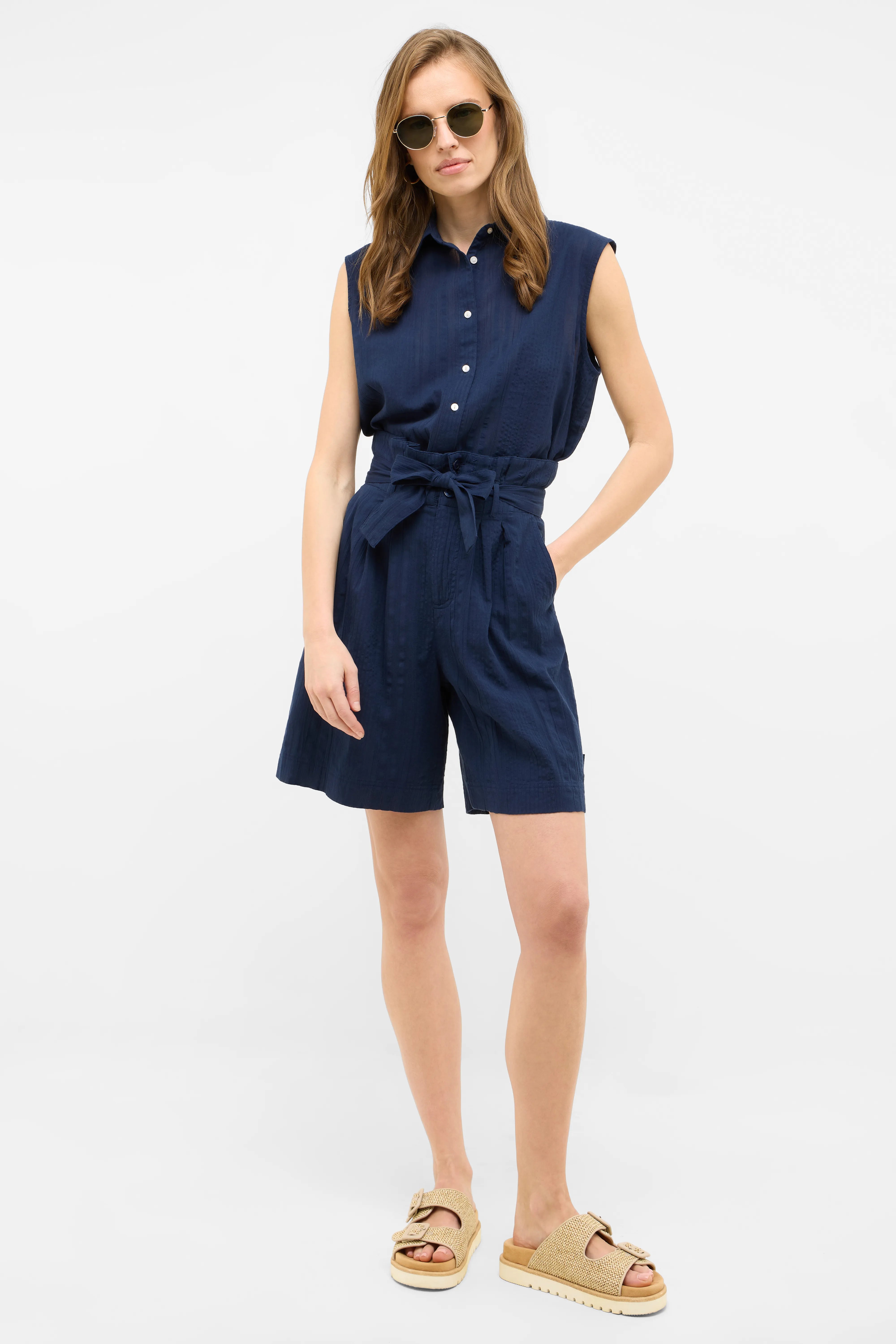 Damskie Szorty Materiałowe Mustang Style Darrah Navy Blazer 1016586 5324