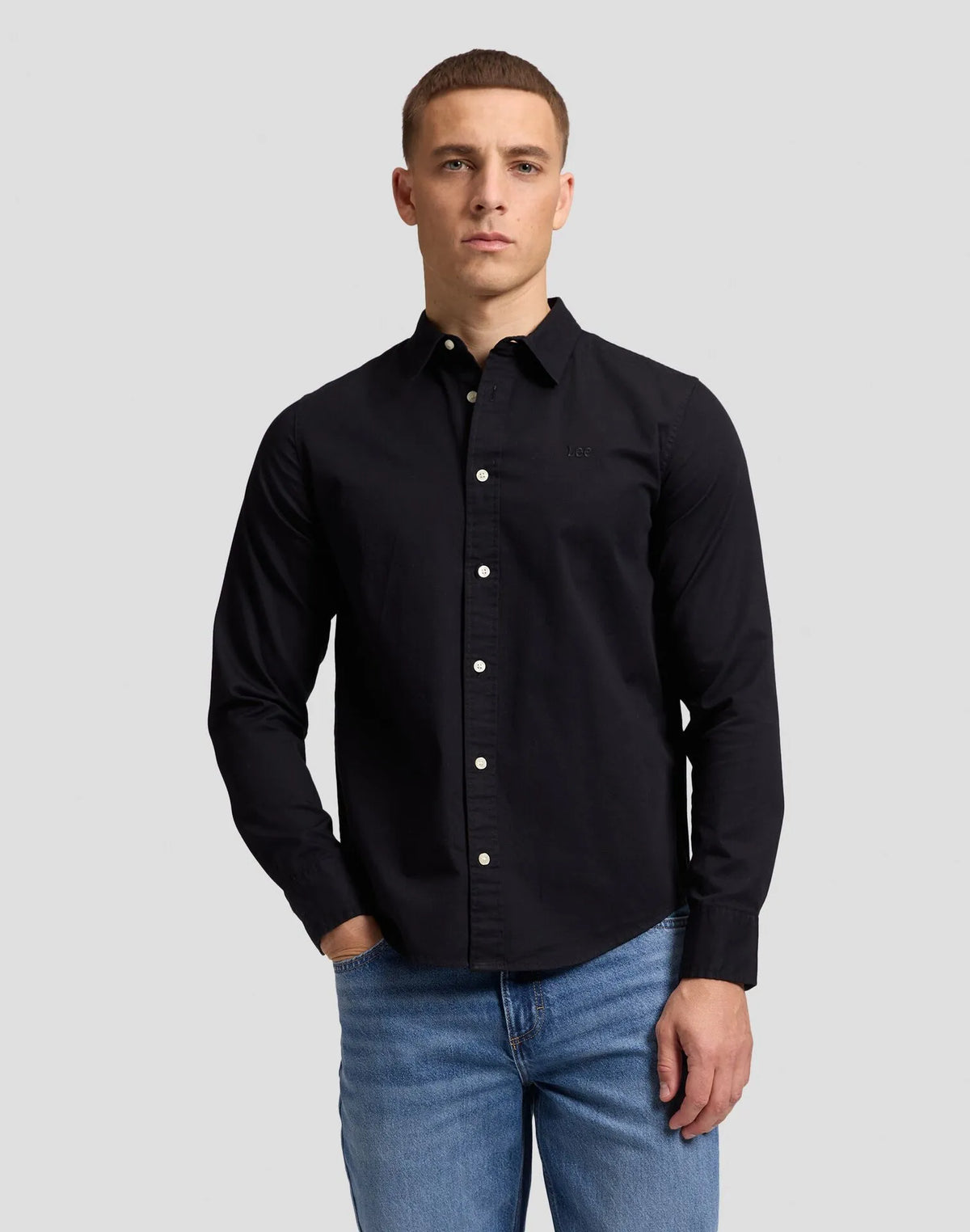 KOSZULA MĘSKA LEE LS CLEAN SHIRT BLACK 112386620