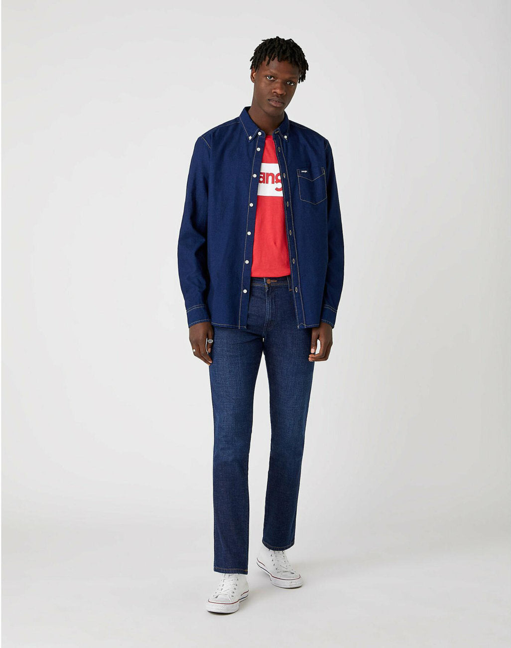 KOSZULA MĘSKA WRANGLER LS 1PKT BUTTON DOWN INDIGO W5A3BM452 112130016