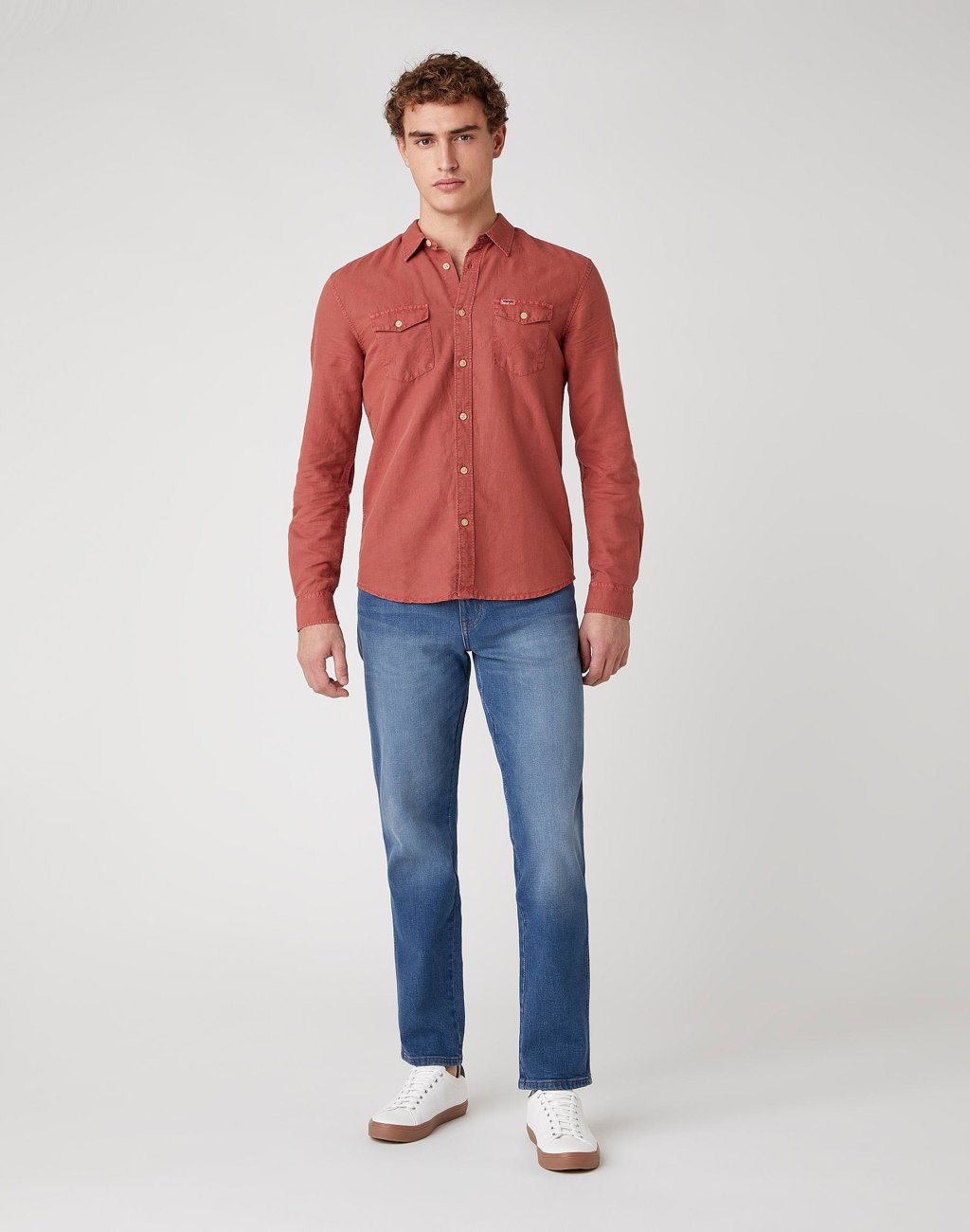 KOSZULA MĘSKA WRANGLER LS 2PKT FLAP SHIRT BARN RED W5A5LOXER 112130061