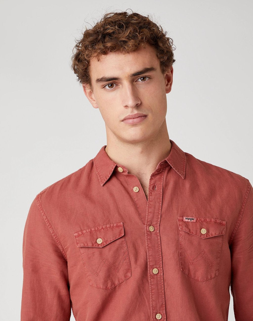 KOSZULA MĘSKA WRANGLER LS 2PKT FLAP SHIRT BARN RED W5A5LOXER 112130061