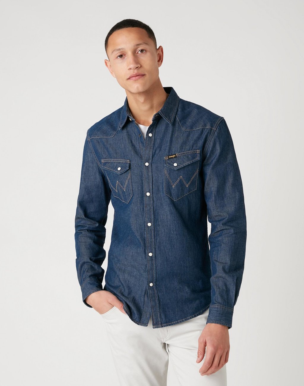 KOSZULA MĘSKA WRANGLER LS WESTERN SHIRT DARK STONE W5F25K098 112130116