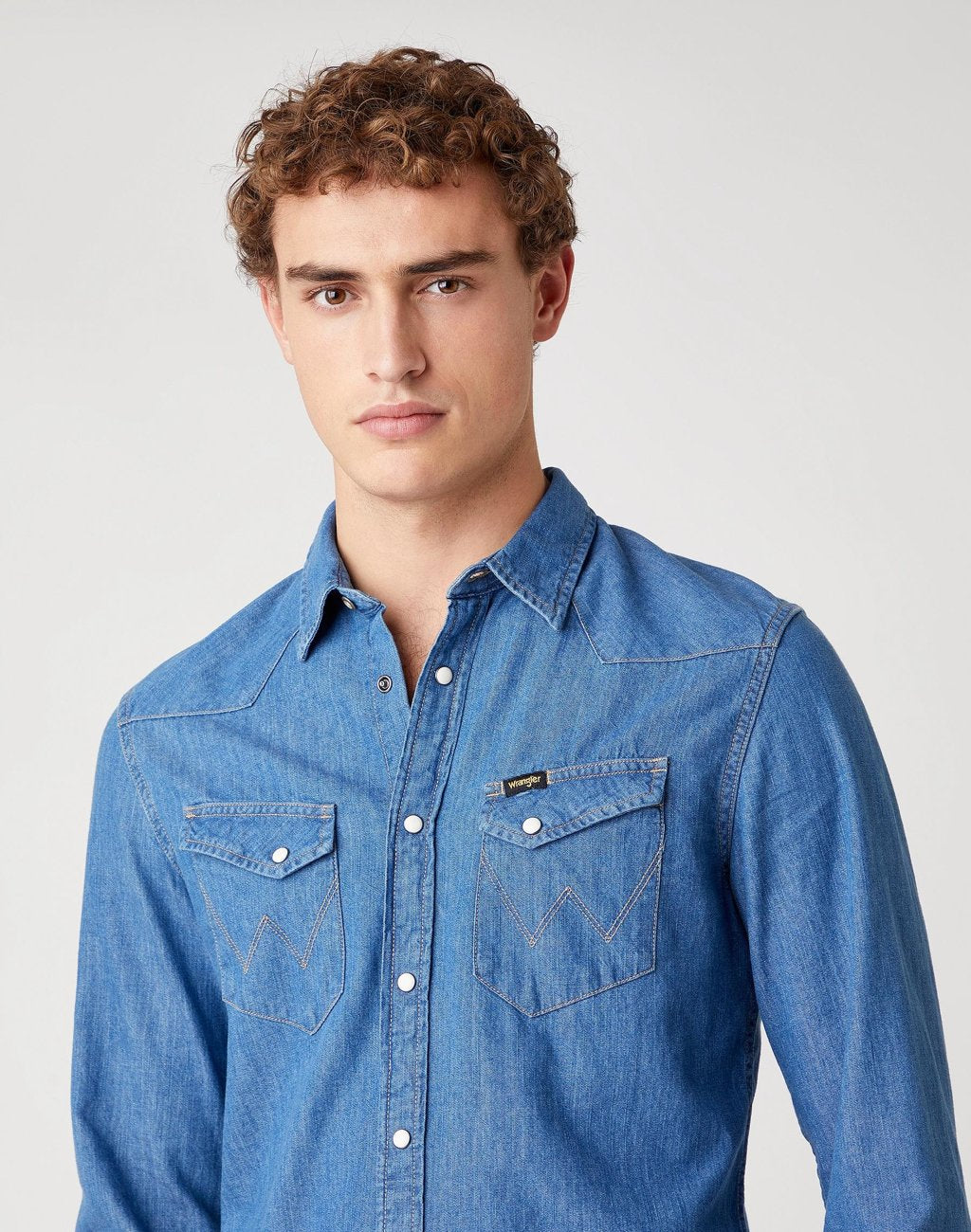 KOSZULA MĘSKA WRANGLER LS WESTERN SHIRT MID STONE W5F25K14V 112130117