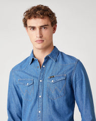 KOSZULA MĘSKA WRANGLER LS WESTERN SHIRT MID STONE W5F25K14V 112130117