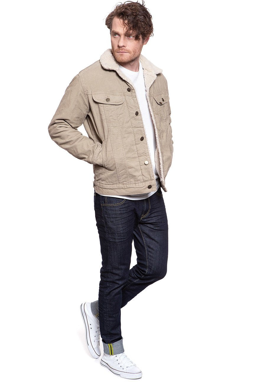 KURTKA ZIMOWA LEE SHERPA JACKET BEIGE L87AQM97 112122866