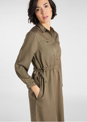 LEE 70s DRESS DAMSKA SUKIENKA KOSZULOWA OLIVE GREEN L50PJYNX 112111377
