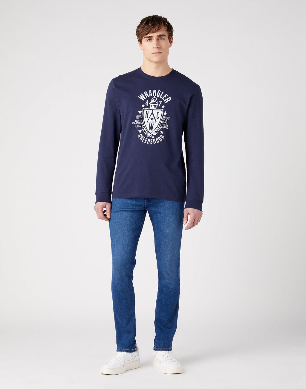 LEE AMERICANA TEE MĘSKA KOSZULKA Z DŁUGIM RĘKAWEM LONGSLEEVE NAVY 112341144 W70Q011976
