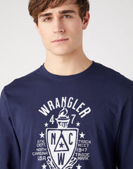 LEE AMERICANA TEE MĘSKA KOSZULKA Z DŁUGIM RĘKAWEM LONGSLEEVE NAVY 112341144 W70Q011976