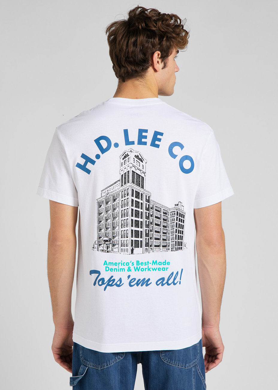 LEE BEST CHOICE TEE MĘSKI T-SHIRT KOSZULKA LOGO NADRUK BRIGHT WHITE L65GFELJ 112145352