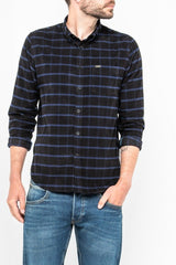 LEE BUTTON DOWN MĘSKA KOSZULA MATERIAŁOWA W KRATE KRATA NIGHT SKY L880YZSJ 112123503