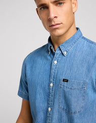LEE BUTTON DOWN SS MĘSKA KOSZULA SHASTA BLUE 112349963 L886015637