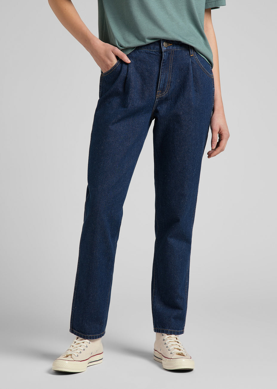 LEE CAROL PLEATED DAMSKIE SPODNIE JEANSOWE RINSE L31MOM36 112143815