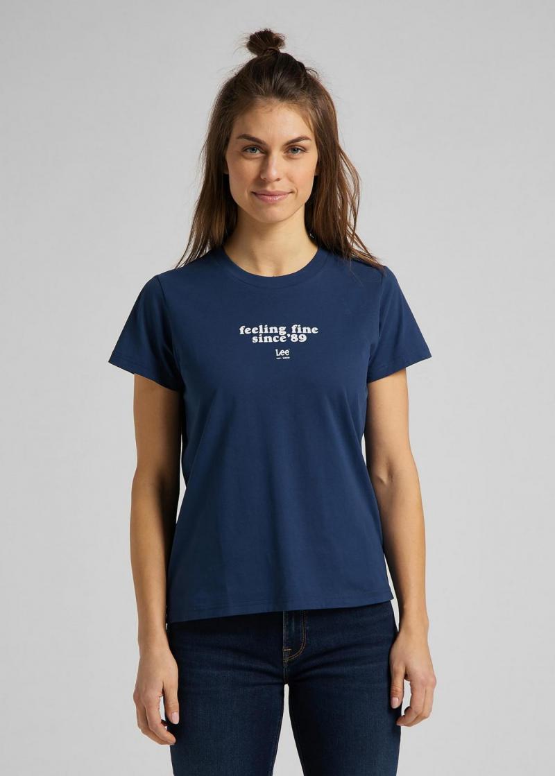 LEE CREW NECK TEE DAMSKI T-SHIRT WASHED BLUE L44OYGLR 112109939