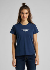 LEE CREW NECK TEE DAMSKI T-SHIRT WASHED BLUE L44OYGLR 112109939