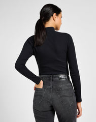 LEE DAMSKA KOSZULKA RIBBED LS HIGH NECK UNIONALL BLACK 112355165 L40H008520