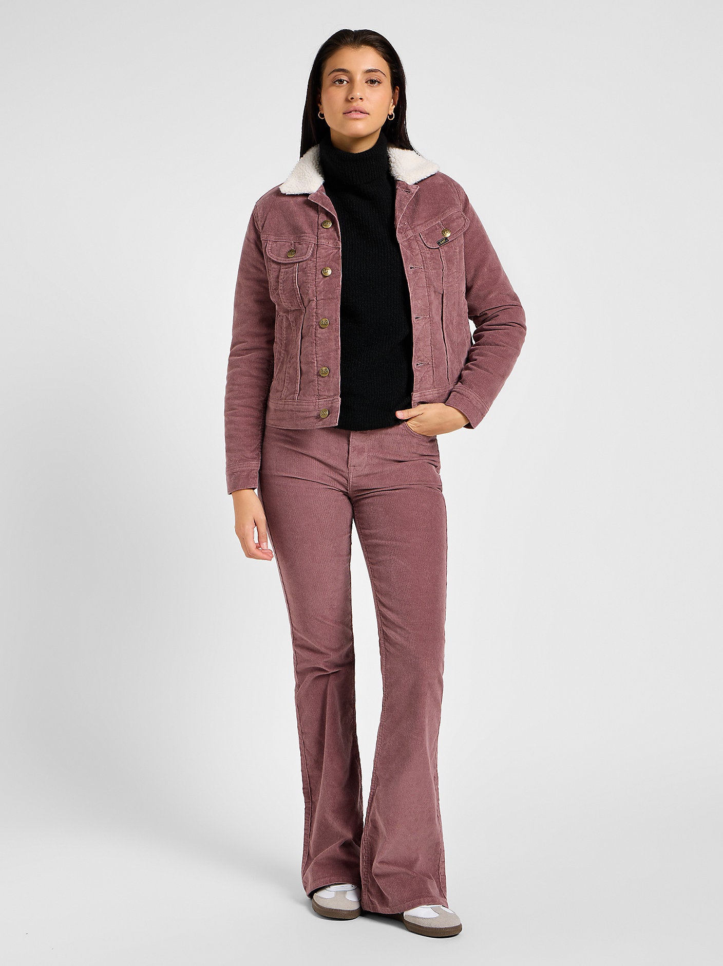 Damska Kurtka Jeansowa Lee Sherpa Rider JKT Dreamy Mauve 112355172