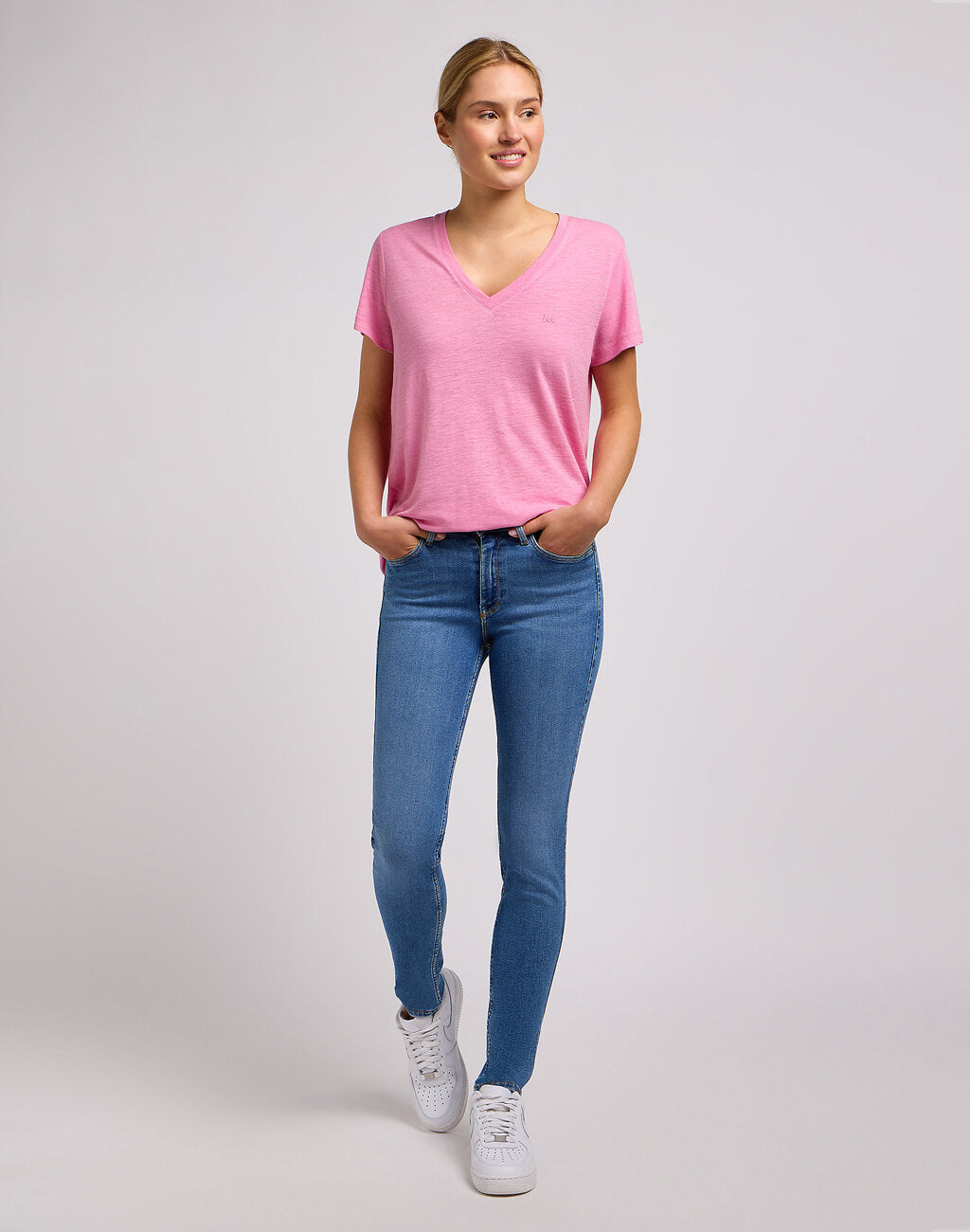 Damskie Spodnie Jeansowe Lee Foreverfit Indigo Springs 112348936 L32S007972