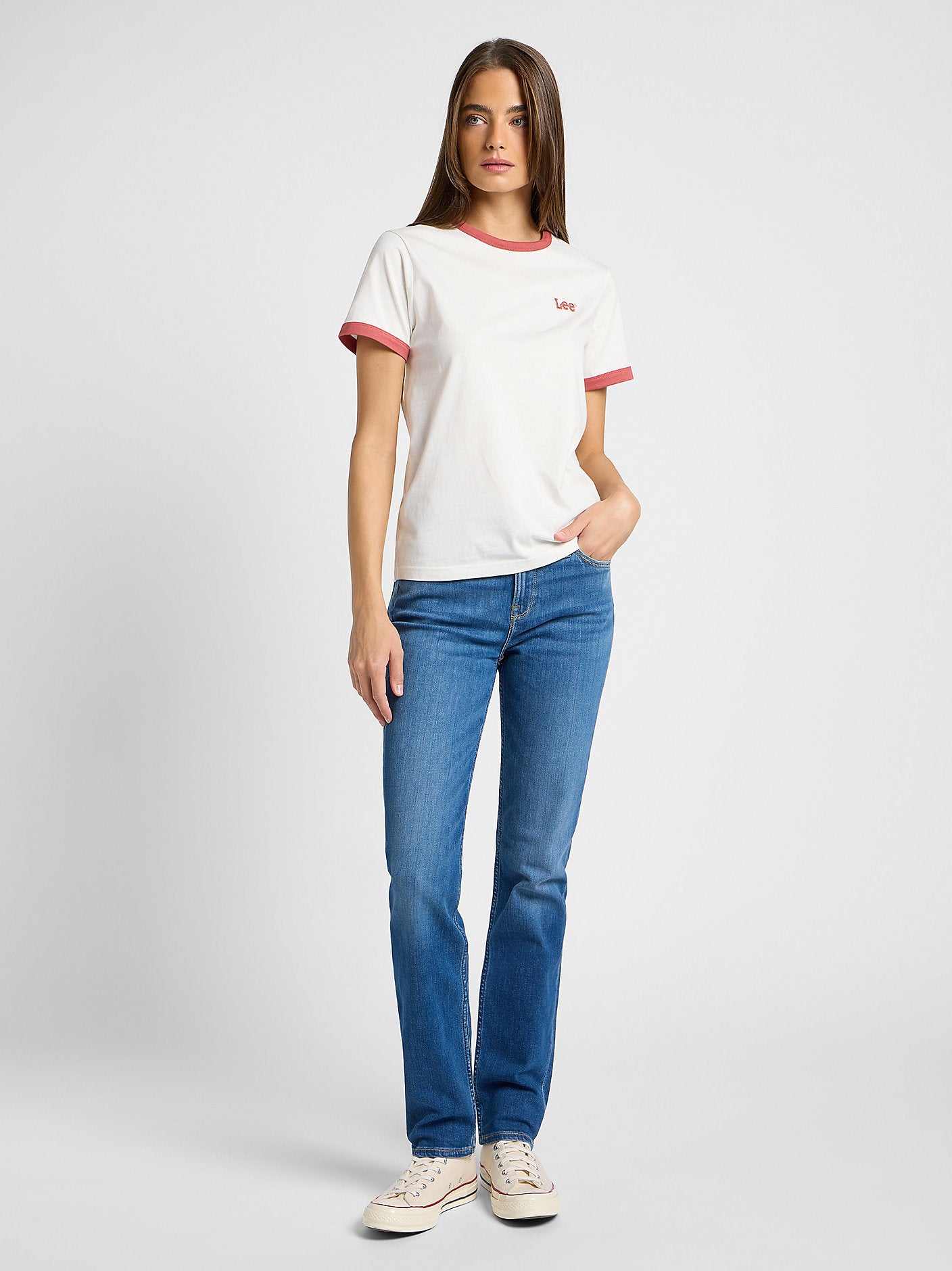 Damskie Spodnie Jeansowe Lee Marion Straight Mid Stop 112355267