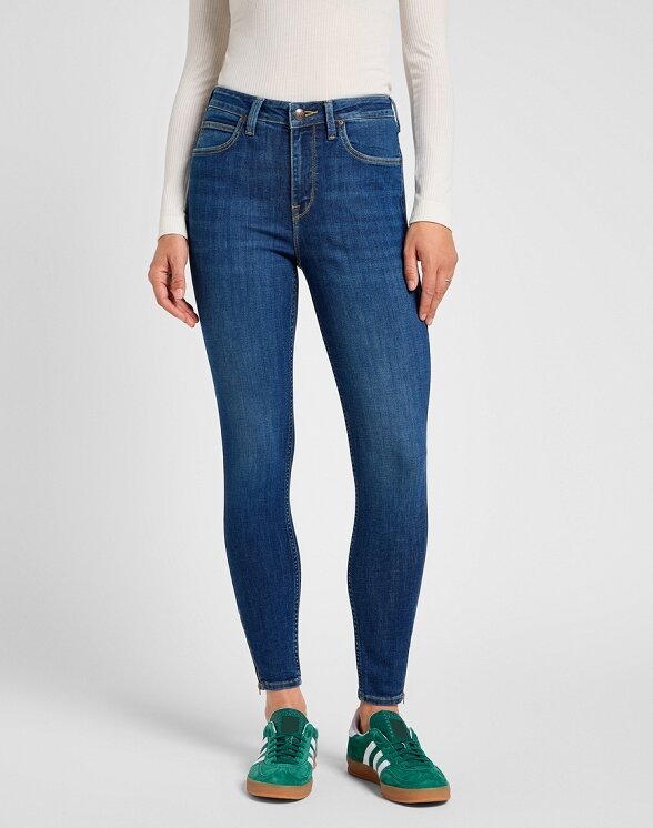 Damskie Spodnie Jeansowe Lee Scarlett High Zip Indigo Realnes 112355547 L31B016319