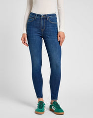 Damskie Spodnie Jeansowe Lee Scarlett High Zip Indigo Realnes 112355547 L31B016319