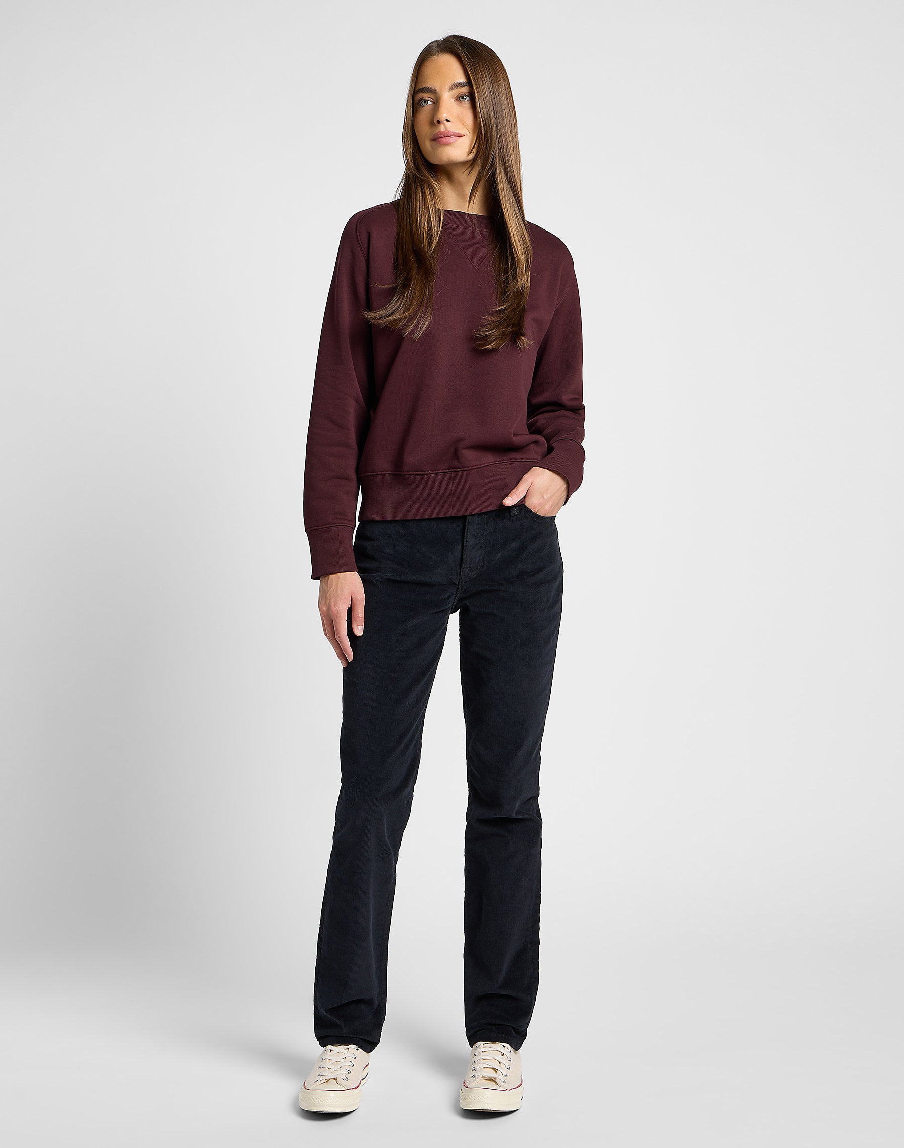 Damskie Spodnie Sztruksowe Lee Marion Straight Unionall Black 112359984 L301016299