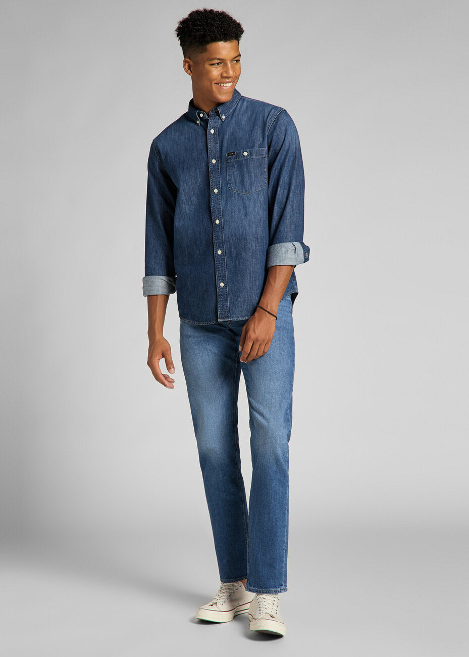 LEE DAREN ZIP FLY MĘSKIE SPODNIE JEANSOWE JEANSY DŻINSY DARK FREEPORT L707PXGQ 112140688