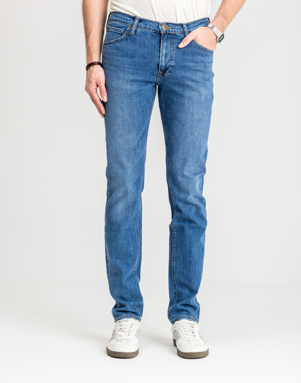 Męskie Spodnie Jeanoswe Lee Daren Zip Fly Dark Freeport L707PXGQ 112140688