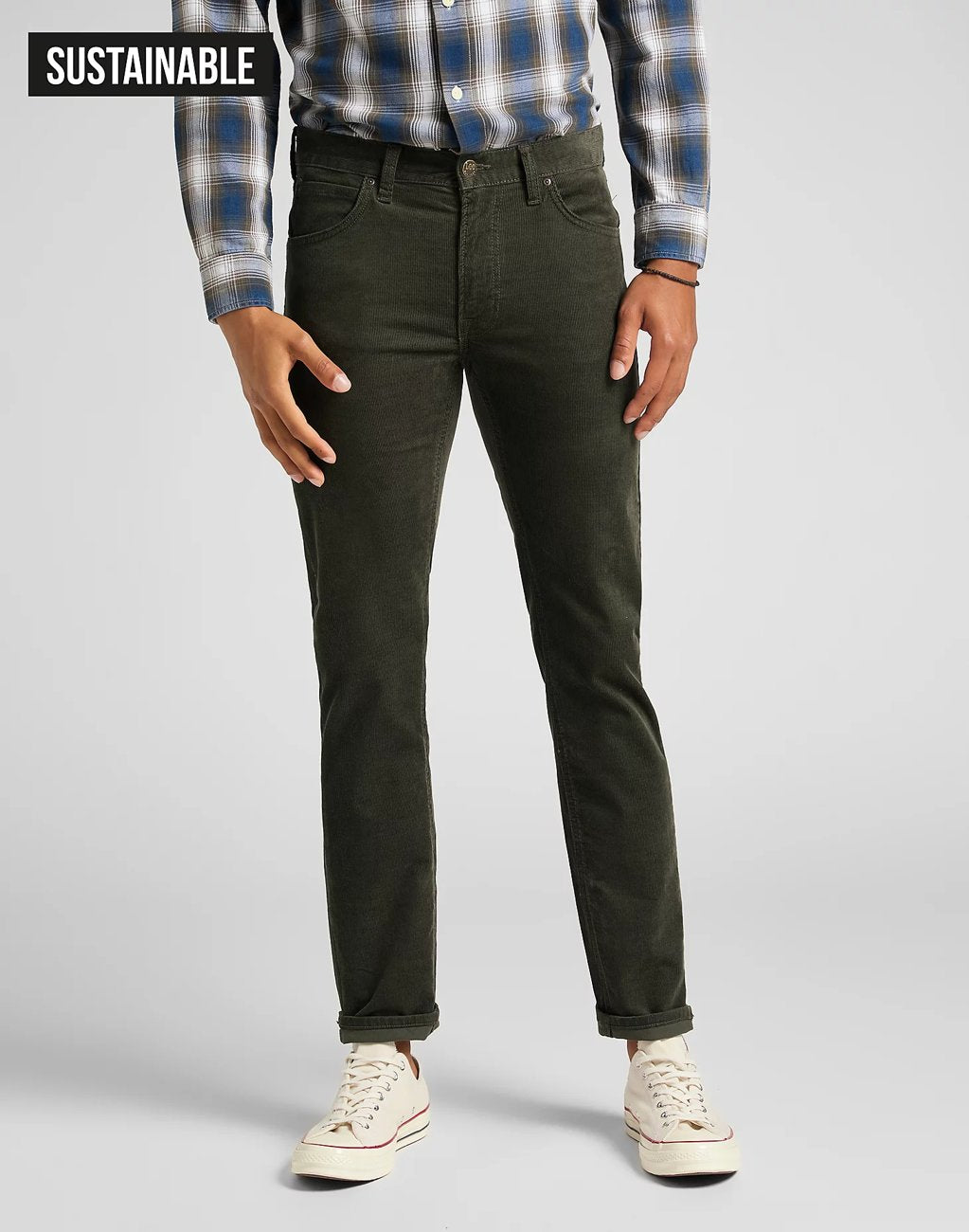 LEE DAREN ZIP FLY MĘSKIE SPODNIE SZTRUKSOWE ROSIN L707RL61 112118385