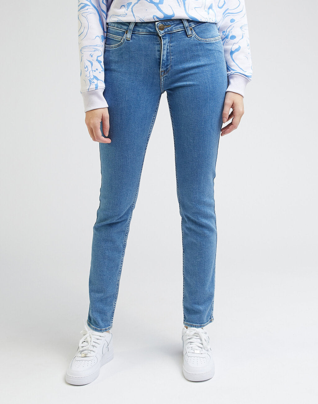 Lee Elly Damskie Spodnie Jeansowe Jeansy Dżins Shredder Blue L305GUB35 112330545