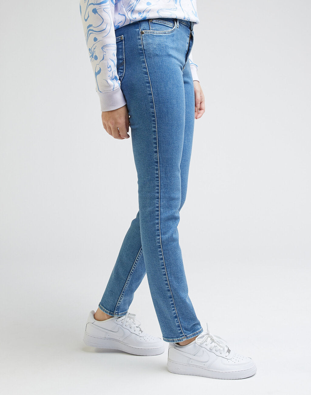Lee Elly Damskie Spodnie Jeansowe Jeansy Dżins Shredder Blue L305GUB35 112330545