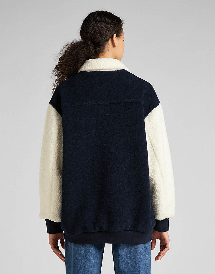 LEE ELONGATED VARSITY JACKET DAMSKA KURTKA PRZEJŚCIOWA SHERPA NAVY L55IEX35 112320682