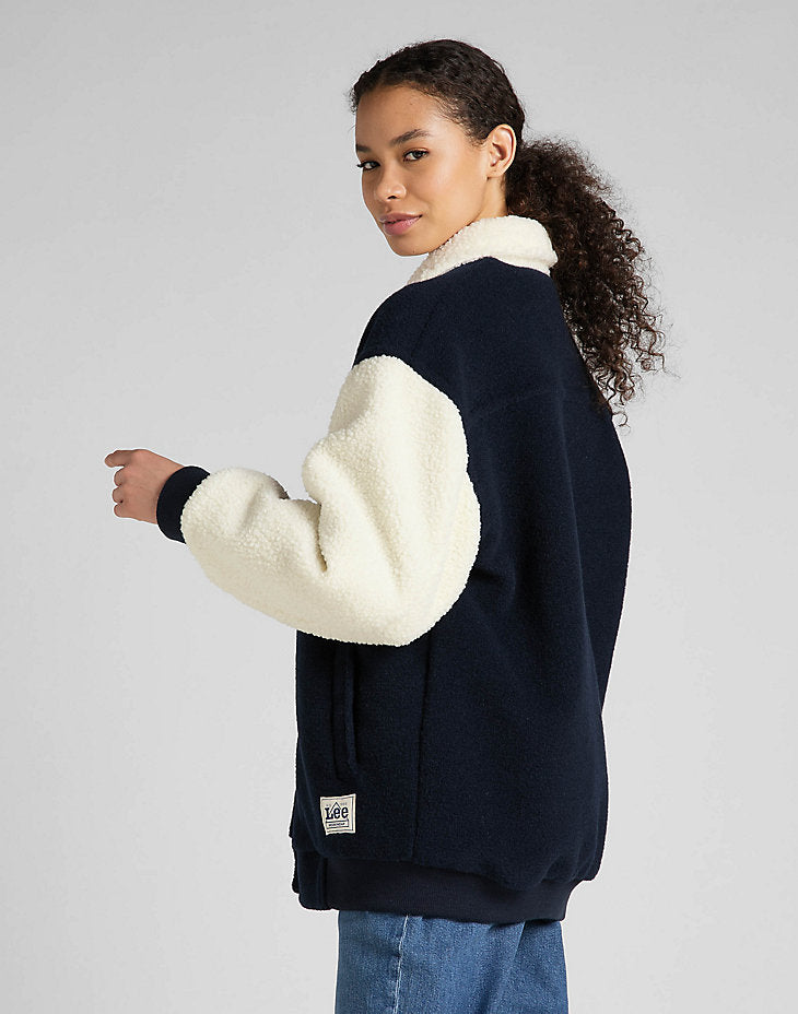 LEE ELONGATED VARSITY JACKET DAMSKA KURTKA PRZEJŚCIOWA SHERPA NAVY L55IEX35 112320682