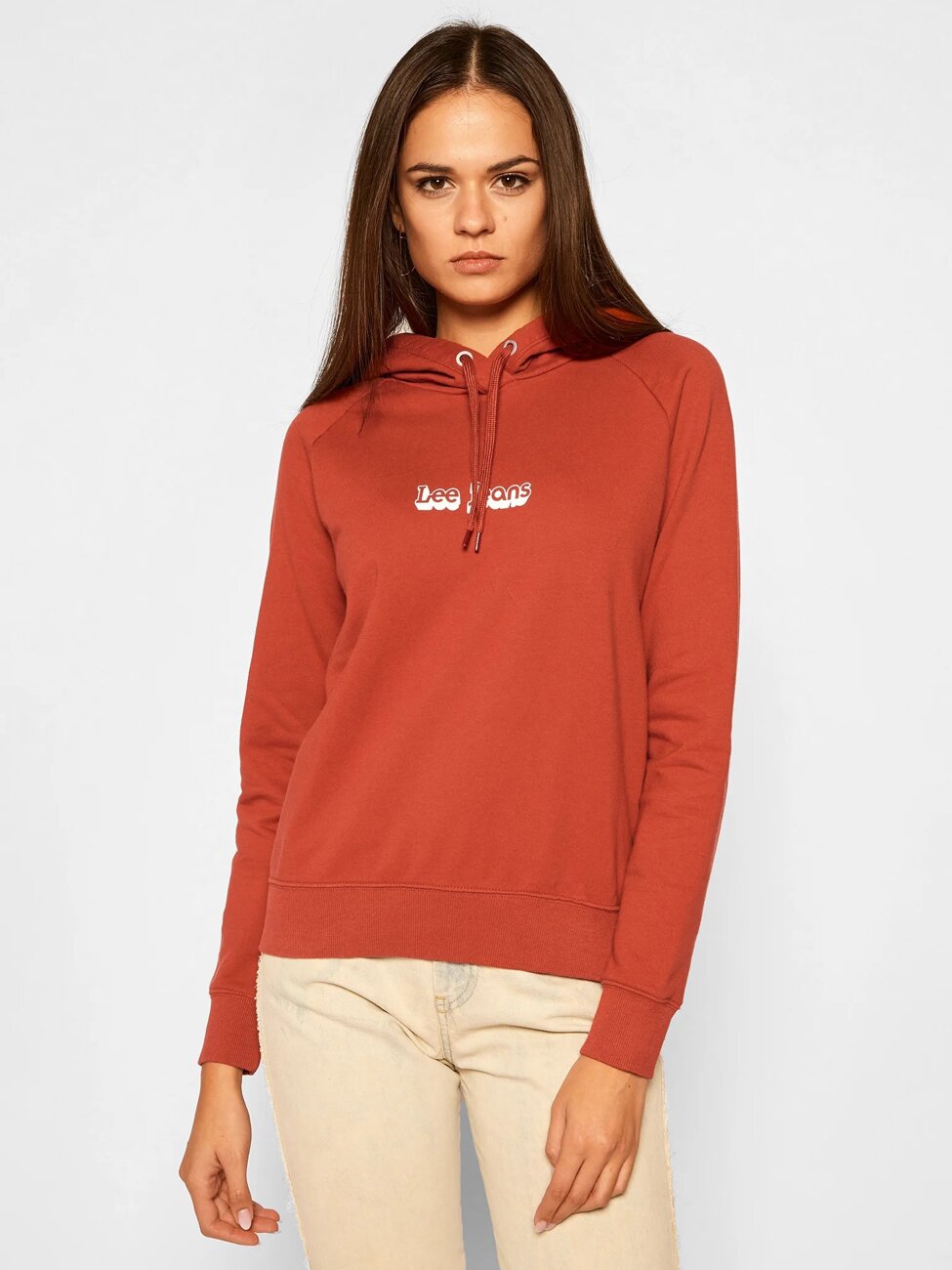 Damska Bluza Lee Essential Hoodie Z Kapturem Red Ochre L53WTXOE 112112593