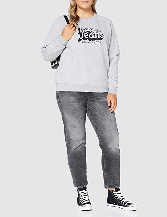 LEE GRAPHIC CREW SWS DAMSKA BLUZA KLASYCZNA LOGO NADRUK GREY MELE L53TTXMP 112112533