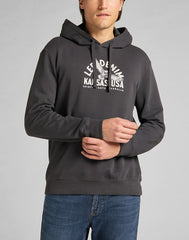 LEE GRAPHIC HOODIE MĘSKA BLUZA Z KAPTUREM LOGO WASHED BLACK L82BSPON 112140905