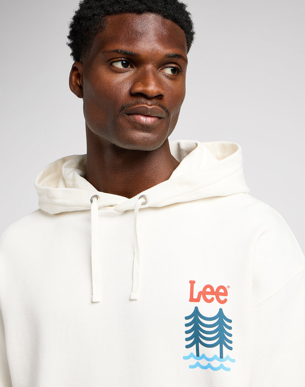 Lee Męska Bluza Z Kapturem Nierozpinana Graphic Hoodie Ecru 112349068 LM34015543