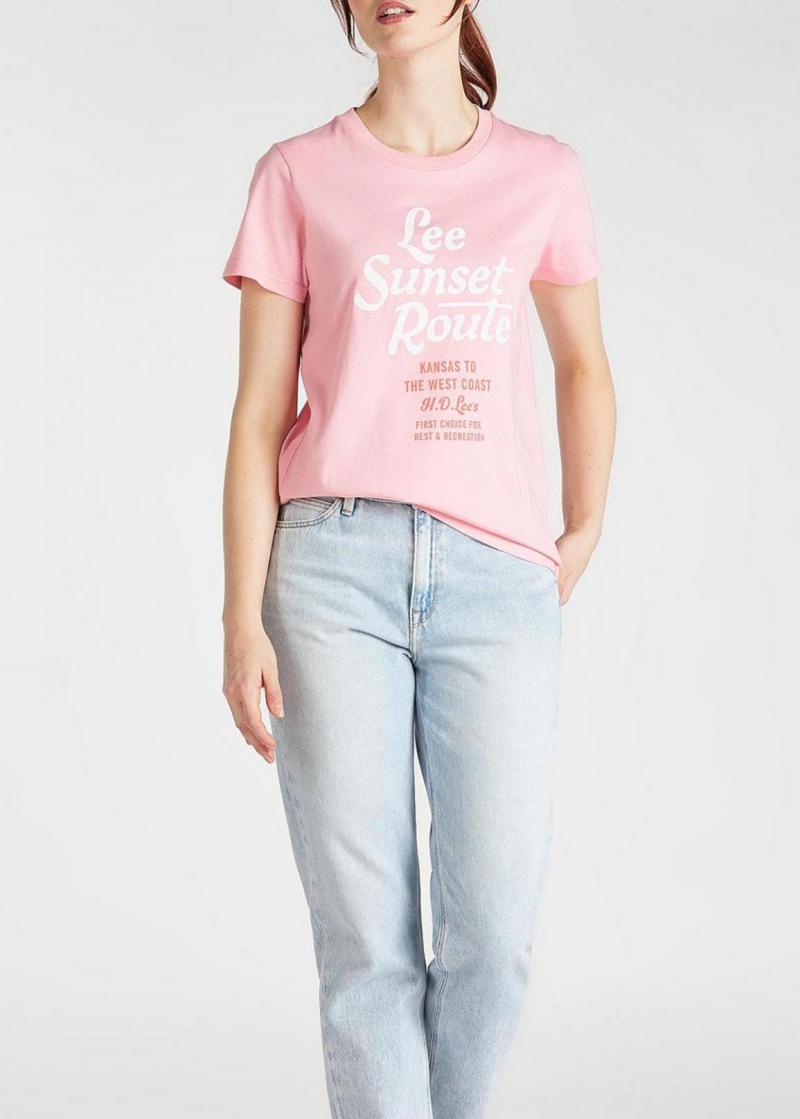 LEE GRAPHIC TEE DAMSKI T-SHIRT KOSZULKA NADRUK REGULAT FIT LA PINK L41AEPNL 112108857