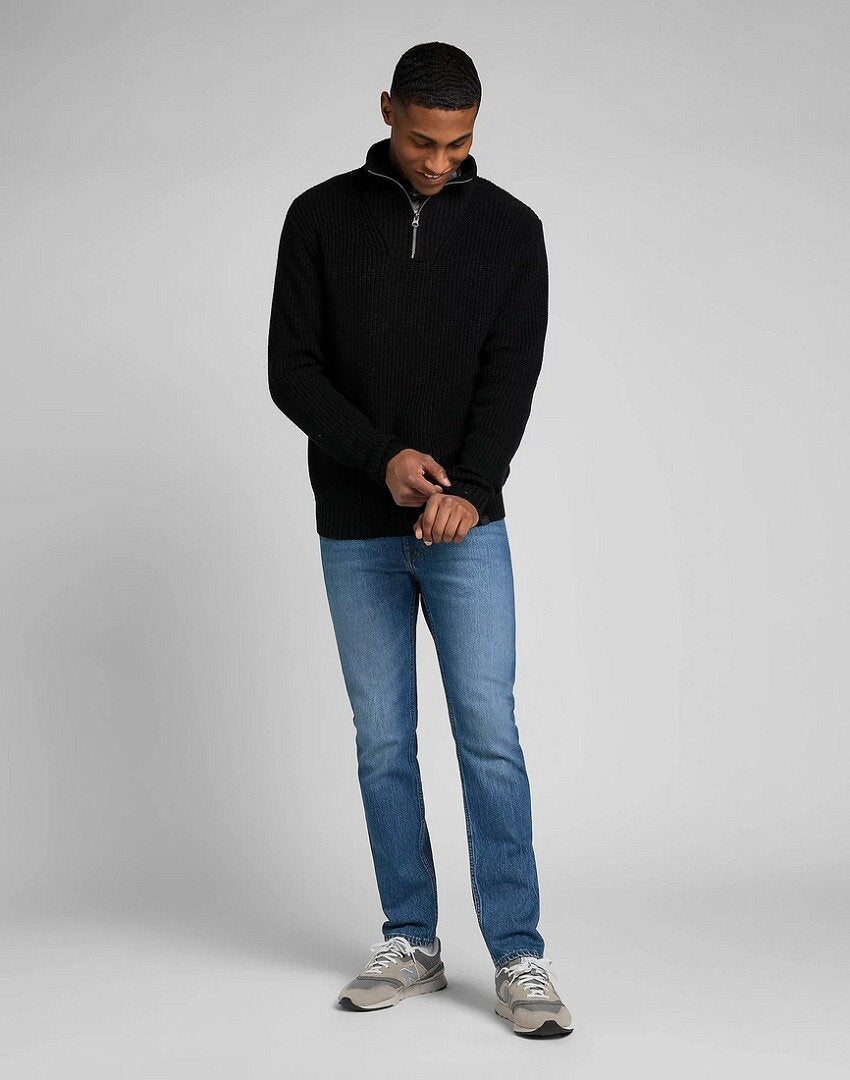 Lee Half Zip Knit Męski Sweter Rozpinany Black L83YDE01 112322622