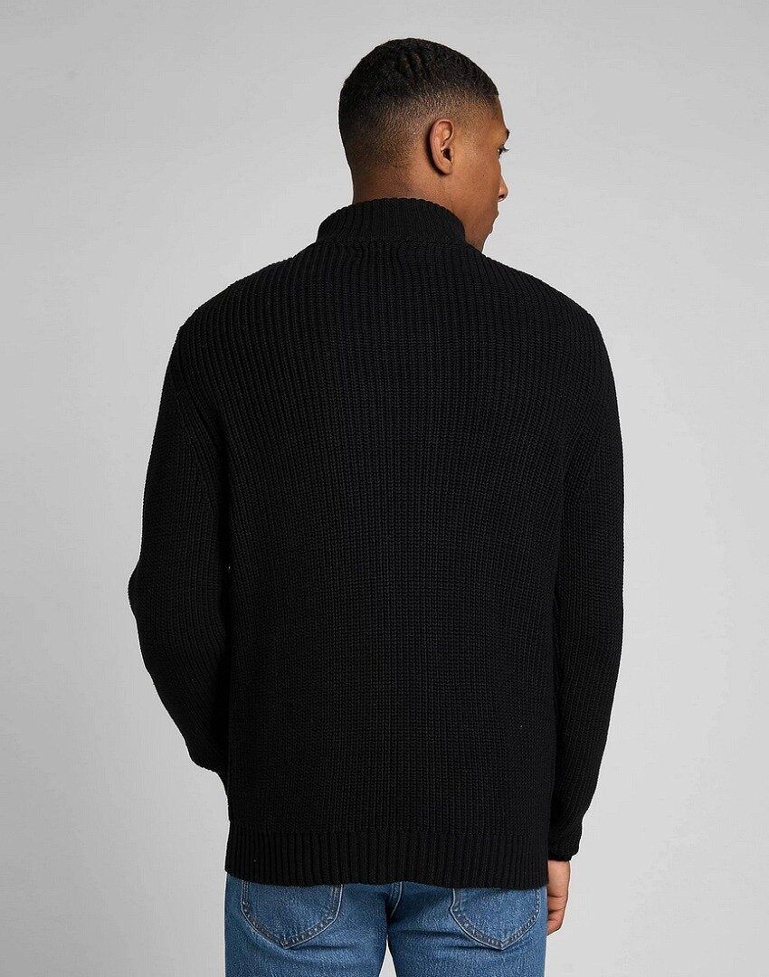 Lee Half Zip Knit Męski Sweter Rozpinany Black L83YDE01 112322622