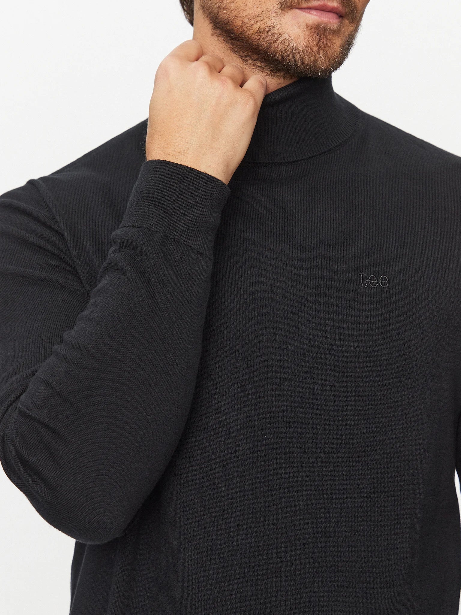 LEE HIGH NECK KNIT MĘSKA SWETER CIEPŁY ELEGANCKI BLACK 112341698 L83C011656