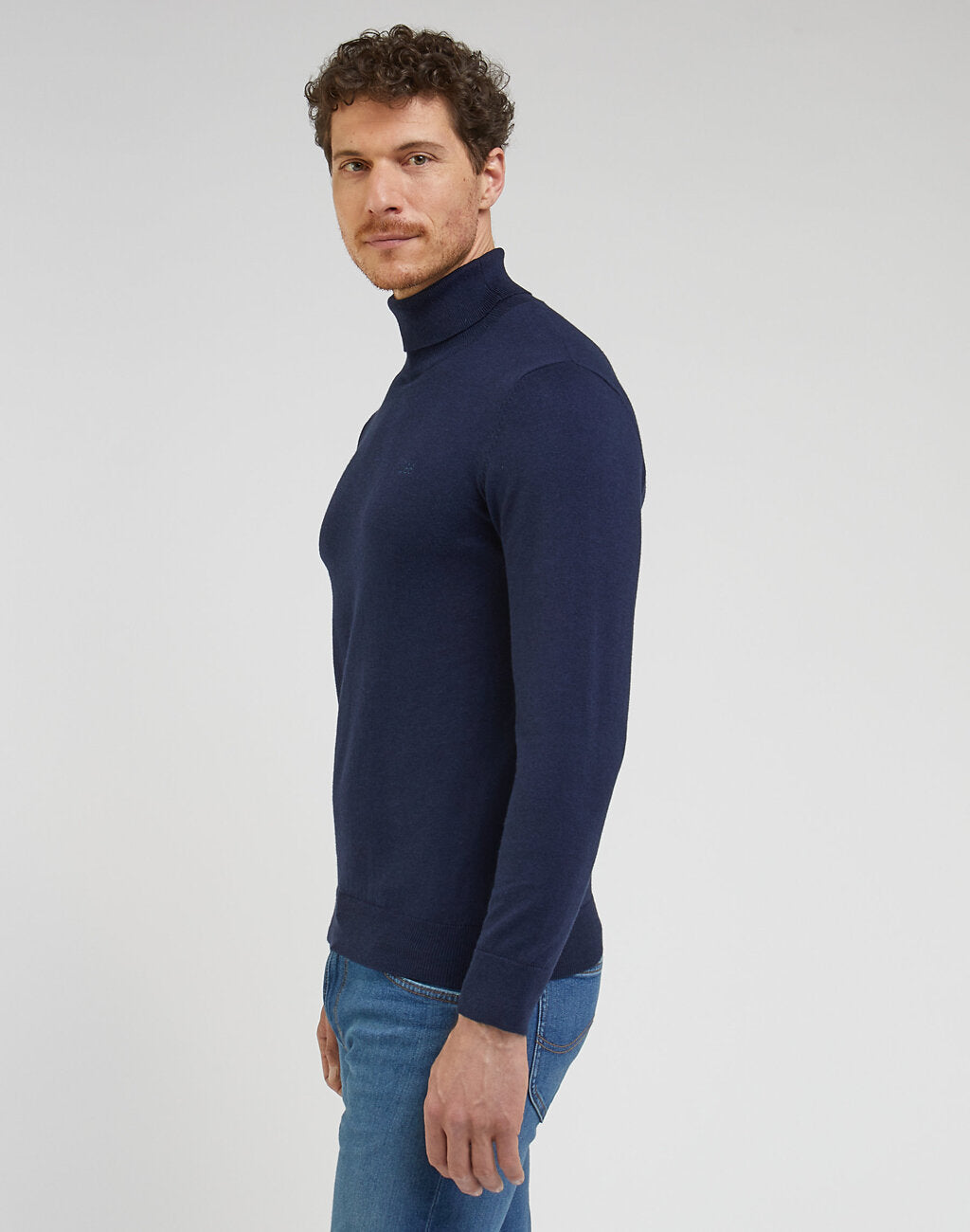 Sweter Elegancki Męski Lee High Neck Knit Sky Blue 112342994 L83C016371