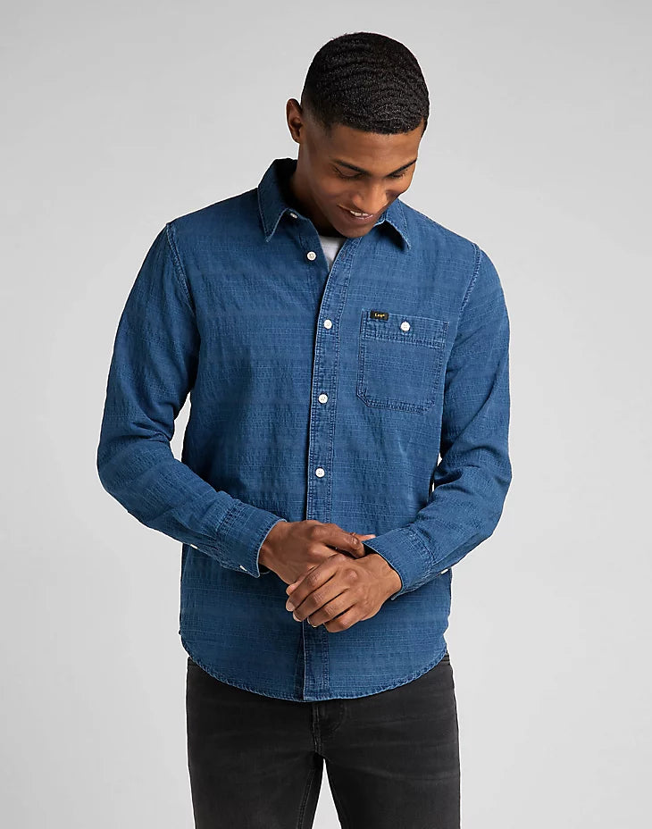 LEE LEESURE SHIRT MĘSKA KOSZULA INDIGO L66NCZDK 112321898