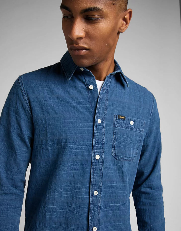 LEE LEESURE SHIRT MĘSKA KOSZULA INDIGO L66NCZDK 112321898