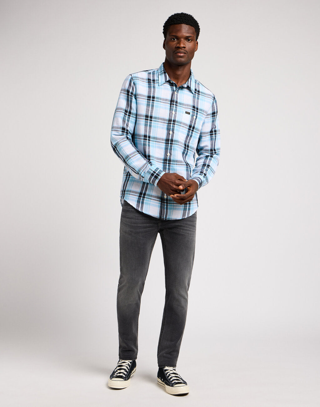 Lee Leesure Shirt Męska Koszula W Kratę Preppy Blue 112349056 L66N044970