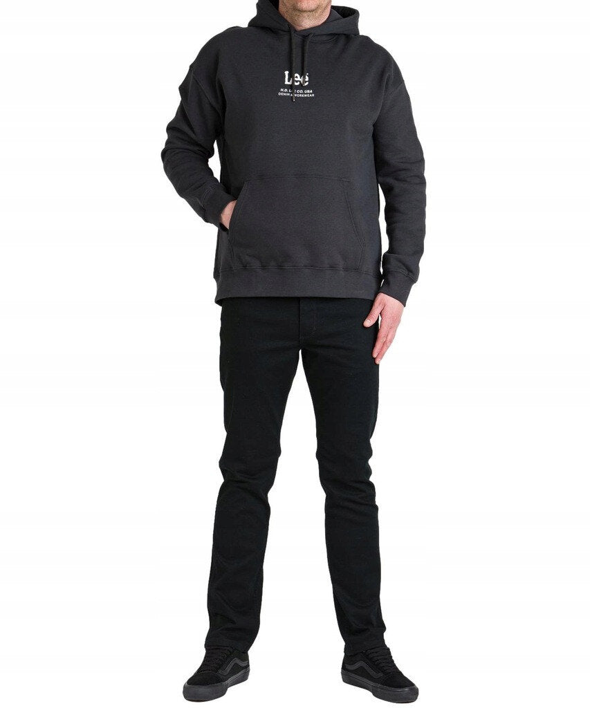 LEE LOGO LOOSE HOODIE MĘSKA BLUZA WASHED BLACK L83UTJON 112144595