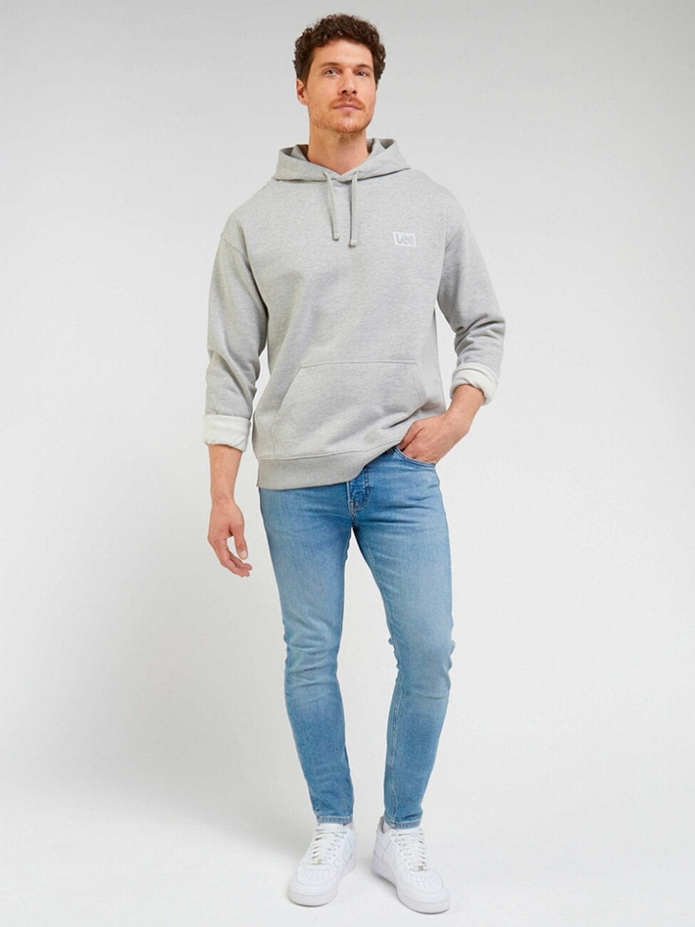Męska Bluza Lee Core Loose Hoodie Sharp Grey Mele 112341676 L84w011720