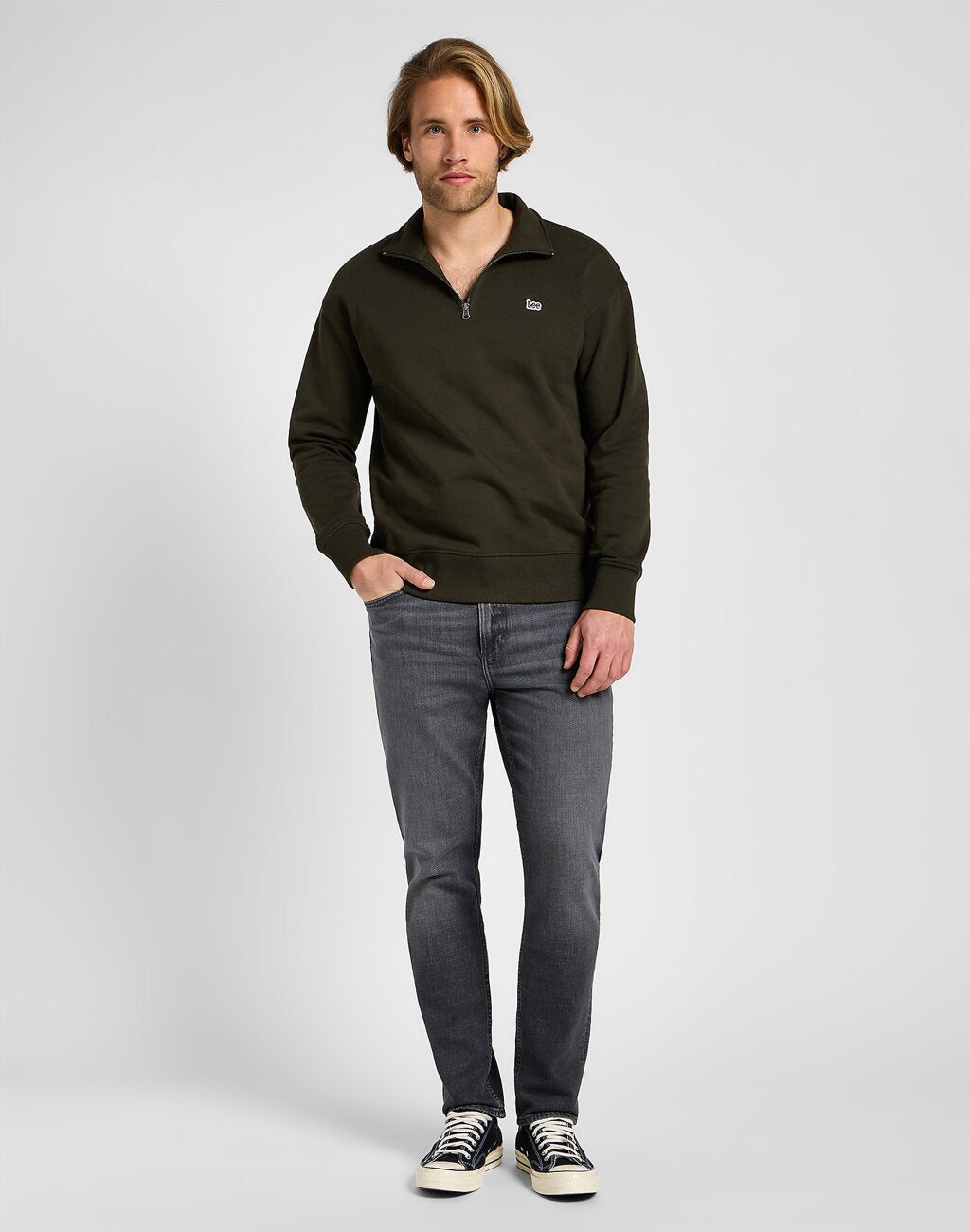 LEE MĘSKA BLUZA HALF ZIP SWS OLIVE NIGHT 112355752 LL99016192