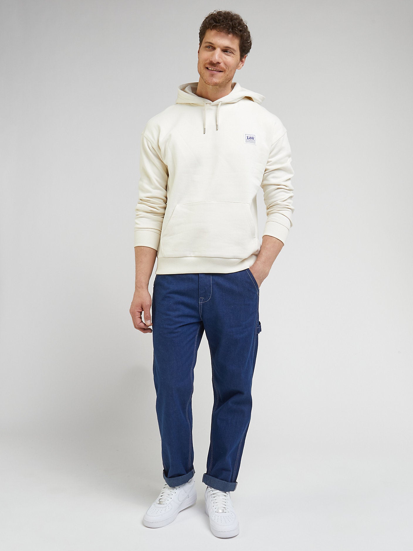 LEE MĘSKA BLUZA Z KAPTUREM LEE WW HOODIE ECRU 112342990