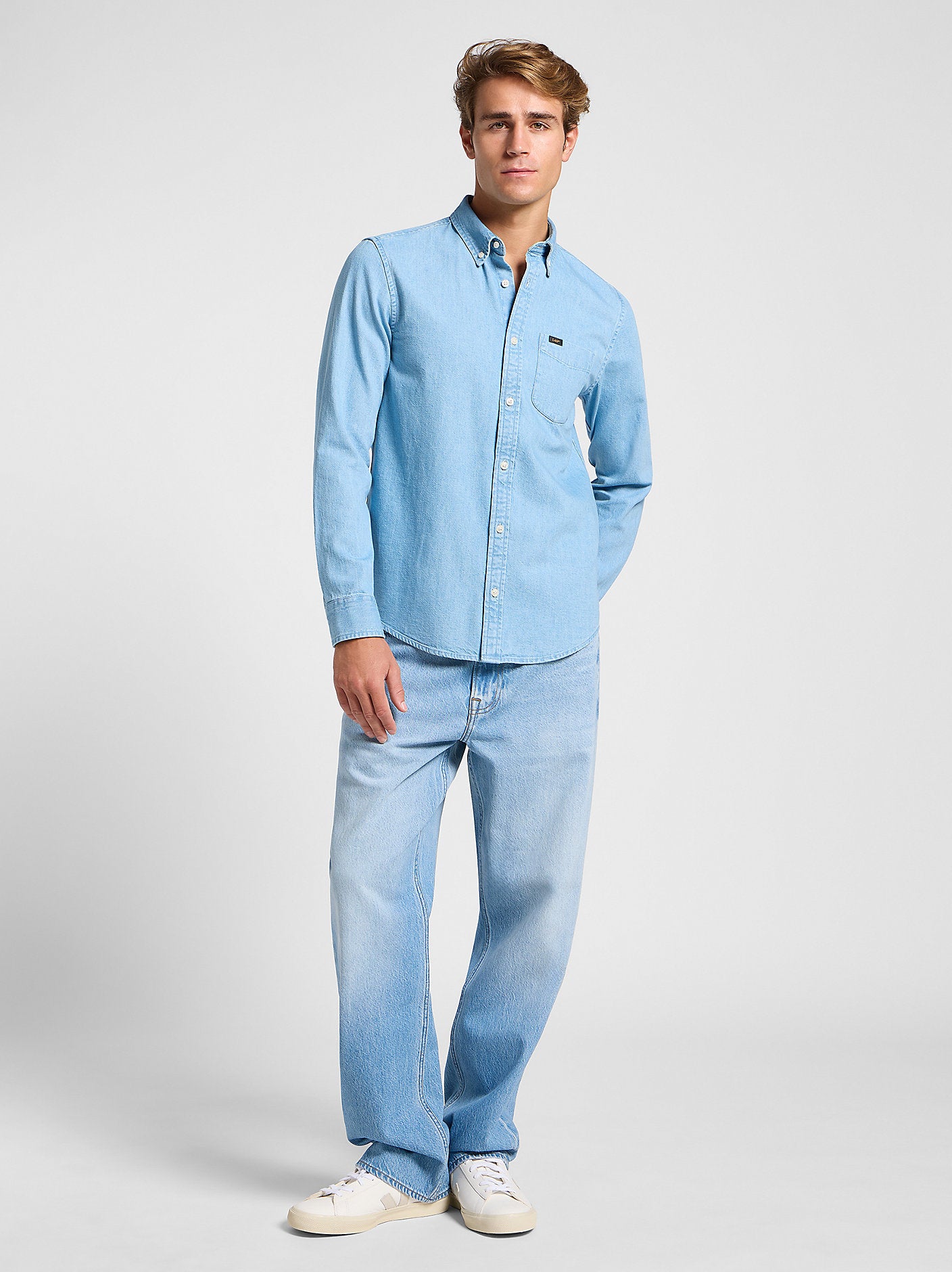 Męska Koszula Jeansowa Lee Lee Button Down Lakeside Wash 112363893